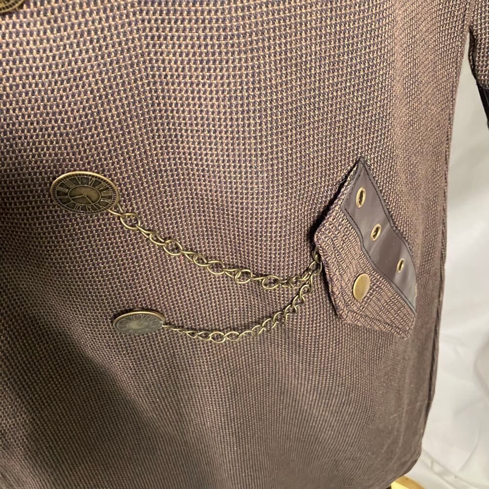 Spirit Halloween Steampunk Costume Jacket Brown Gold L Large NWT Cosplay 14+ - Picture 10 of 16